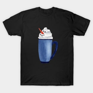 Hot Chocolate Snowman - tall blue mug T-Shirt